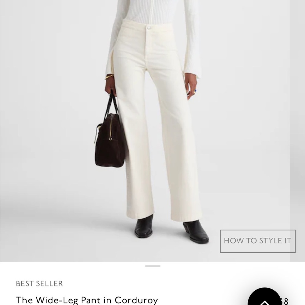 Madewell Emmett Wide-Leg Corduroy Pants in Cream
